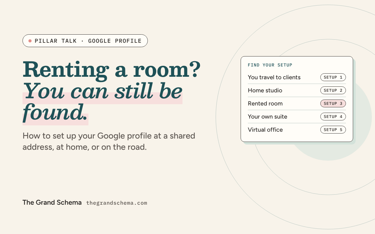 Renting a room? Five Google Business Profile setups, from traveling to clients to a virtual office.