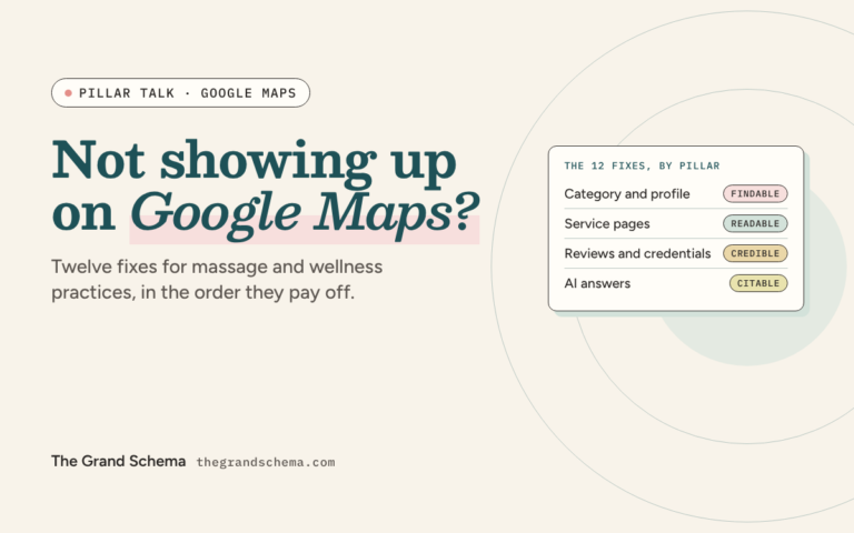 Not showing up on Google Maps? The 12 fixes grouped by pillar: findable, readable, credible, citable.